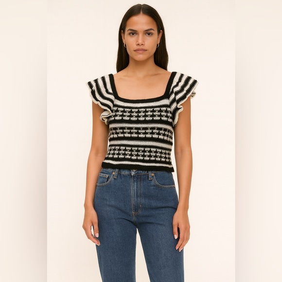 Hersy Tops - Hersy Black and White Striped Knit Top